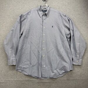 Ralph Lauren Shirts Mens XL Blue Gingham Houndstooth Oxford Oversized Retro Y2K